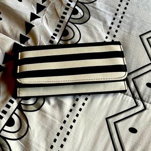KUT FROM THE KLOTH Striped slim wallet vegan leather black and white striped